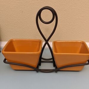 Pampered Chef Simple Additions Two Bowls W/Caddy EUC